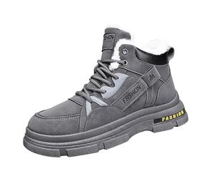 Mens Warm Waterproof Boots - Snow Boots Mens Winter Warm Ankle Booties Fur Lined Anti-Slip Work Shoes For Walking Hiking Lightweight Fuzzy Winter Shoes Wide Fit Fleece Lined Ankle Boots