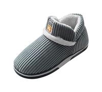 Men's Warm Winter Slippers Cozy Indoor Shoes Soft Fleece Lined Comfortable Sole Casual Printed Design for Home Wear (Grey, 7.5)