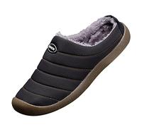 Mens Warm Winter Slippers, Men'S Cozy Memory Foam Slippers Fur Lined Home Shoes Slipper Anti-Slip Cozy Gardening Shoes Warm Waterproof Cotton House Slipper Indoor Outdoor Walking Mules
