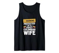 Mens Warning Protected by A Crazy Colombian Wife Tank Top