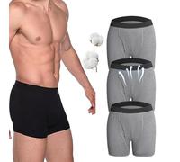 Mens Washable Incontinence Pants, Men's Ultra-Absorbent Incontinence Boxer Briefs, Reusable Cotton Moisture Wicking Breathable Panties (Black-3Pcs,L) (Gray3pcs XL)