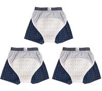 Men's Washable Incontinence Shorts, Urinary Underwear for Adults, Mens Incontinence Pants Adult Diapers, Net Knickers for Leakproof Pads, Reusable Breathable Pant Diapers A,M