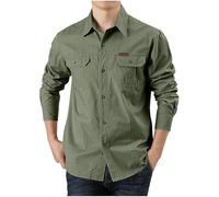 Men's Washed Cotton Military Cargo Jacket Lightweight Safari Uniform Ripstop Work Shirt Jacket Tactical Outdoor Coat Army Green