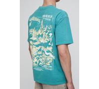 Men's Washed Oversized Kyoto Mountain Graphic T-Shirt | Green | Size X-Small | BOOHOOMAN