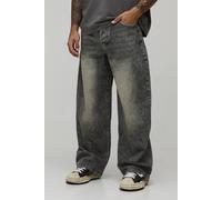 Men's Washed Super Baggy Jeans | Mid Grey | Size 38R | boohooMAN