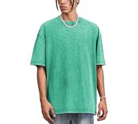 Mens Washed T Shirts Soft Baggy Oversized Short Sleeve T Shirts Loose Fit Summer Graphic Tees Heavyweight Cotton Tops Tshirts Men UK Vintage Streetwear Workout Gym Sports Tops Plus Size-L