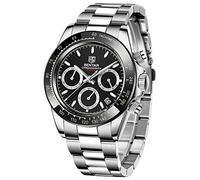 Men's Watch BENYAR Quartz Wrist Watch Analog Chronograph Business Waterproof and Scratch Resistant Stainless Steel Strap Leisure Sports Watches for Men（All Black）