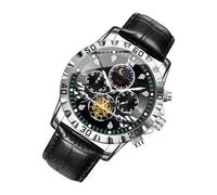 Mens Watch - Classic Analog Waterproof 1.77 Inch Leather Band Luminous Wrist Watches Work Watch | Men's Moon Phases for Hiking, SP, Black, riferimento alla descrizione, Strap