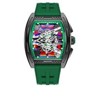 Men's Watch Colorful Alloy Analog Sports Outdoor Watches with Silicone Strap Barrel-Shaped Waterproof Quartz Watch for Business Casual Fashion Wrist Watch for Men Women Students (Green)