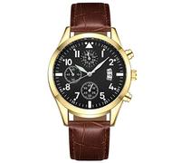 Men's Watch Plus Function Popular Leather Function Watch with Calendar Luminous Men's Watch Digital Watch Thin (B, One Size)