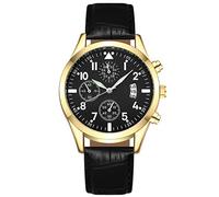 Men's Watch Plus Function Popular Leather Function Watch with Calendar Luminous Men's Watch Field Watches for Men (A, One Size)