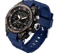 Men's Watch Sport Waterproof Military Watches Outdoor Tactical Digital Analogue Watch Electronic Wrist Watches with LED Stopwatch Countdown Alarm Dual Time Big Face