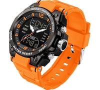 Men's Watch Sport Waterproof Military Watches Outdoor Tactical Digital Analogue Watch Electronic Wrist Watches with LED Stopwatch Countdown Alarm Dual Time Big Face