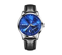 Men's Watch Star Dial Waterproof Luminous Simple Business Quartz Leather Wrist Watch for Men
