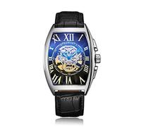 Men's Watches,Automatic Mechanical Hollow Twilight Luminous Needle Business Watch, E