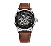 Men's Watches Automatic Mechanical Watch Simple Fashion Belt Through The Bottom of The Business Watch Silver Shell Black Face
