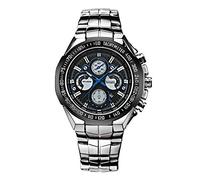 Men's Watches,Calendar Waterproof Quartz Watch Fashion Fake Three Eye Sports Watch Silver with Black Circle Black Face