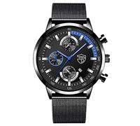 Mens Watches Casual Stainless Analog Quartz Watch Men Wristwatch Clock Business Date Casual Watch Bj7135-02e (B, One Size)