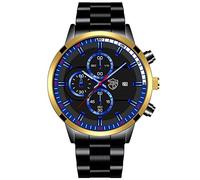 Mens Watches Casual Stainless Steel Analog Quartz Watch Men Wristwatch Clock Business Date Casual Watch Watch to Count Steps for Women (E, One Size)