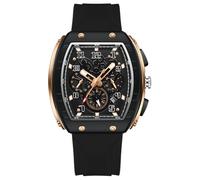 Mens Watches Chronograph Waterproof Luminous Silicon Strap Multifunction Watches for Men Quartz Business Men Wrist Watch (Black Rose Gold)