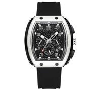Mens Watches Chronograph Waterproof Luminous Silicon Strap Multifunction Watches for Men Quartz Business Men Wrist Watch (White Black)