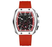 Mens Watches Chronograph Waterproof Luminous Silicon Strap Multifunction Watches for Men Quartz Business Men Wrist Watch (RED)