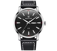 Men's Watches,Date Sleek Minimalist Watch Men's Casual Quartz Watch Silver Shell Black Face