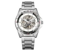 Men's Watches,Double-Sided Skeleton Automatic Mechanical Watch, White-Faced Steel Band