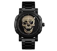 Men's Watches,Fashion Big Dial Personality Three-Dimensional Creative Steel Belt Quartz Watch Waterproof Trend Dark Messenger Watch, Green Patina