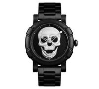 Men's Watches,Fashion Big Dial Personality Three-Dimensional Creative Steel Belt Quartz Watch Waterproof Trend Dark Messenger Watch, Silver