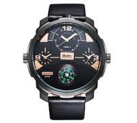 Men's Watches Fashion Quartz Watch Multi-time Zone Compass Waterproof Super Large Hip hop Watch, Rose Gold Black
