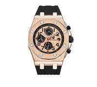 Men's Watches,Fashion Silicone Three-Eye Waterproof Automatic Mechanical Watch Rose Golden Rose Noodles