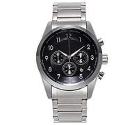 Men's Watches,Fashion Simple Alloy 3 Eye 6 Needle Round Steel Waterproof Watch, Silver Black Face