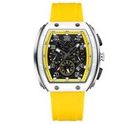 Mens Watches Fashion Sport WristWatches Waterproof Luminous Silicon Strap Rectangular Watches for Men Quartz Business Calendar Men Casual Watch (Yellow)