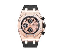 Men's Watches,Fashion Watch Silicone Belt Triple Eye Multifunctional Waterproof Quartz Watch Rose Golden Shell Rose Gold