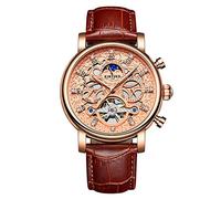 Men's Watches,Fully Automatic Fashion Inlaid Diamond Leather Hollow-Out Mechanical Wristwatch for Men A