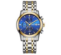 Men's Watches,Fully Automatic Mechanical Watch Hollow Multi-Function Business Watch, Gold Blue