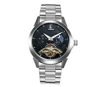 Men's Watches,Fully Automatic Mechanical Watch Tourbillon Sun and Moon Stars Personalized Hollow Watch, White Shell Black Face