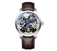 Men's Watches,Fully Automatic Steel Hollow Waterproof Sports Watch, Silver Shell White Surface