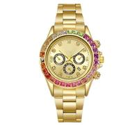 Men's Watches Hip Hop Diamond Full Rhinestone Watches Men Business Watches Waterproof Quartz Watches Chronograph Date Calendar Women's Watches, gold, bracelet