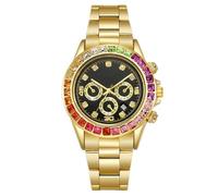 Men's Watches Hip Hop Diamond Full Rhinestone Watches Men Business Watches Waterproof Quartz Watches Chronograph Date Calendar Women's Watches, Gold-b, bracelet