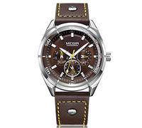 Men's Watches,Large Dial with Weekly Dermis Watch Simple Fashion Three Eye Waterproof Night Light Watch Natural Cafe Noodle Cafe Strip