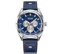 Men's Watches,Large Dial with Weekly Dermis Watch Simple Fashion Three Eye Waterproof Night Light Watch Natural Blue Ribbon