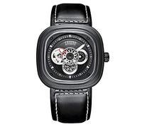 Men's Watches,Leather Strap Watch Minute Hand Luminous Automatic Mechanical Watch, D