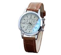 Mens Watches Men's Faux Leather Blue Ray Glass Quartz Analog Watches Fashion Casual Watches for Men
