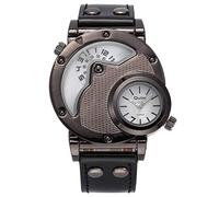 Mens Watches Men's Stylish Black Shell Mesh Large Dial Dual Movement Display Quartz Belt Watch Masculino Reloj Hombre