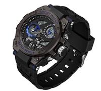 Mens Watches Military Sports Waterproof Watch Dater Multi Function Tactics LED Alarm Stopwatch Outdoor Wrist Watch for Men (Black Blue)
