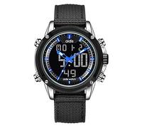 Men's Watches Multi-Function Electronic Watch Double Display Waterproof Luminous Outdoor Sports Watch, Black Hit Silver Blue
