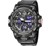 Men's Watches Multi Function Military S-Shock Sports Watch LED Digital Waterproof Alarm Watches, 8008_Black