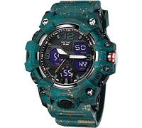Men's Watches Multi Function Military S-Shock Sports Watch LED Digital Waterproof Alarm Watches, 8008_Camo Blue